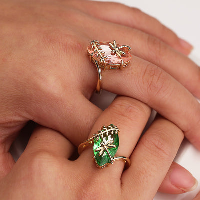 Retro Dragonfly Olive Green Ring