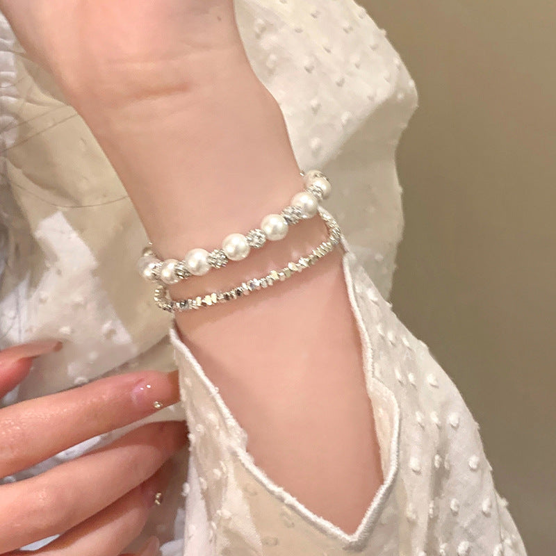 Diamond Studded Round Pearl Bracelet