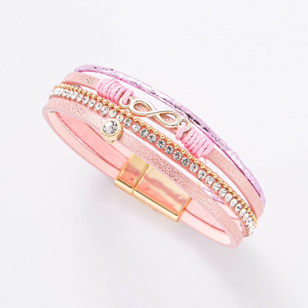 Multi Layer Leather 8-shaped  Bracelet