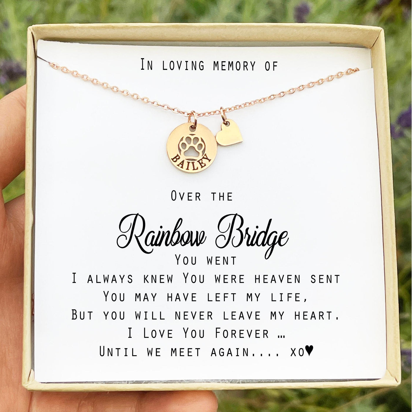 Personalized Rainbow Bridge Paw Necklace