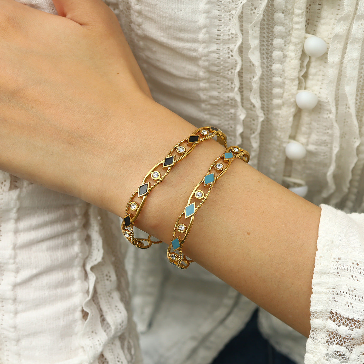Zircon Drip Oil Diamond Hollow Bracelet