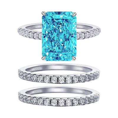 925 Sterling Silver Classic Luxury Rectangle Shiny 5A Transparent Zirconia Ring Ladies Wedding Engagement Jewelry Gift