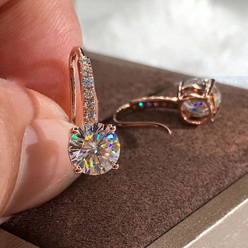 Simple Four Claw Zircon Earrings