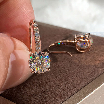 Simple Four Claw Zircon Earrings