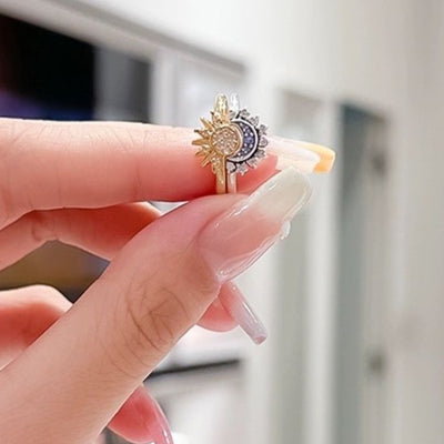 Sun And Moon Radiant Layered Ring Couple Ring