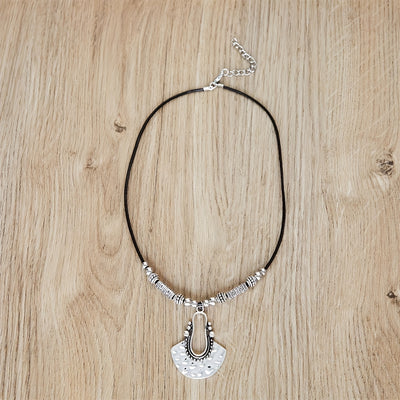 Bohemian Creative Geometric Shape Pendant Leather Rope Necklace