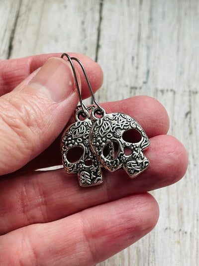 Vintage Silver Skull Earrings