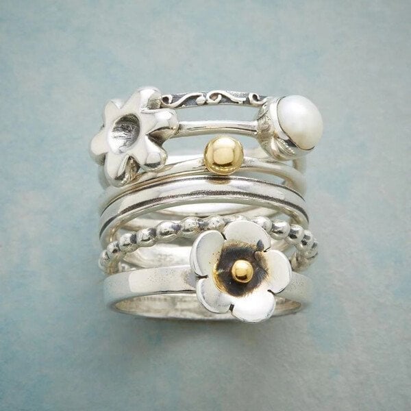 🔥🔥Last Day 49% OFF🎁Flower Pearl Set Ring