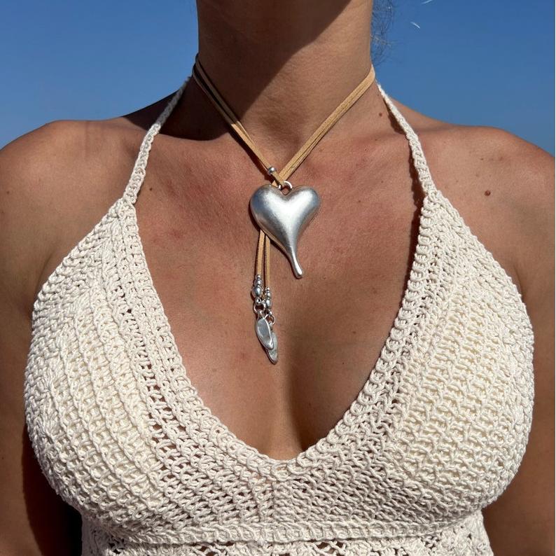 Vintage Handmade Heart Bohemian Necklace