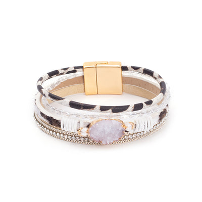 Crystal Studded Bead Magnetic  Bracelet