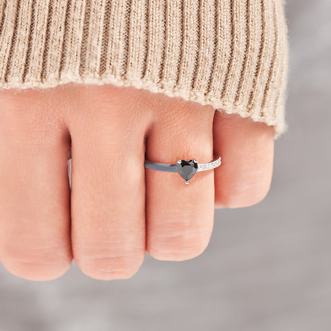 I'm Choosing My Peace Black Enamel Ring