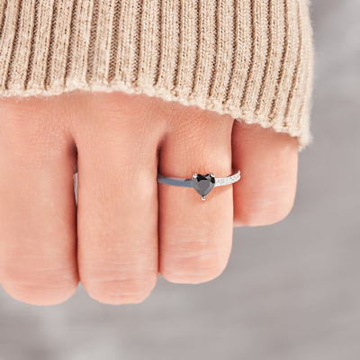 I'm Choosing My Peace Black Enamel Ring