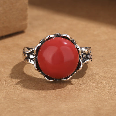 Lotus Red Adjustable Ring For Women