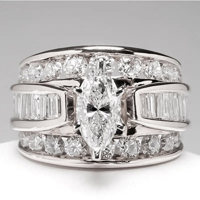 18K Gold Plated Sparkling Half Diamond Engagement Ring