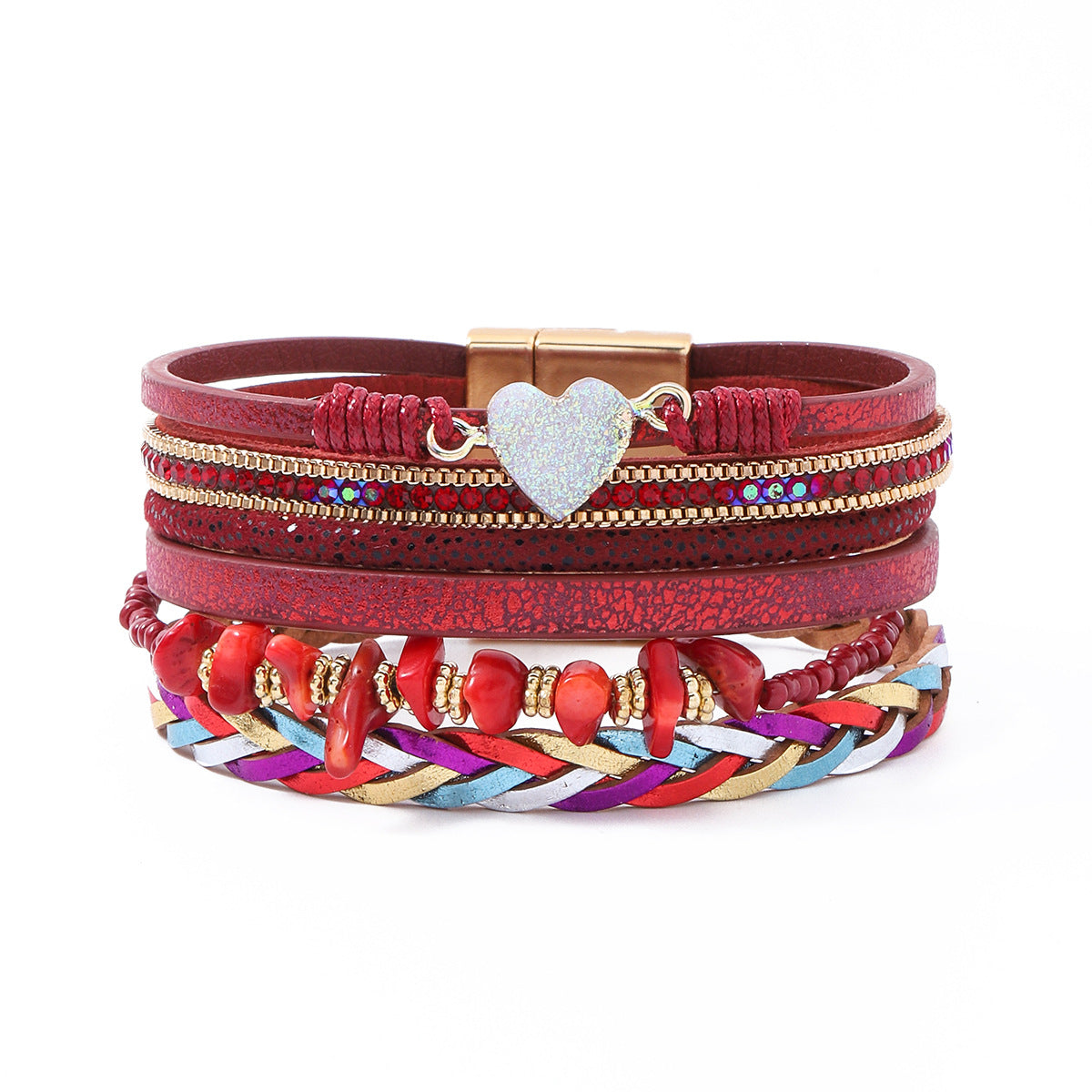 Natural Crushed Stone Leather Bracelet