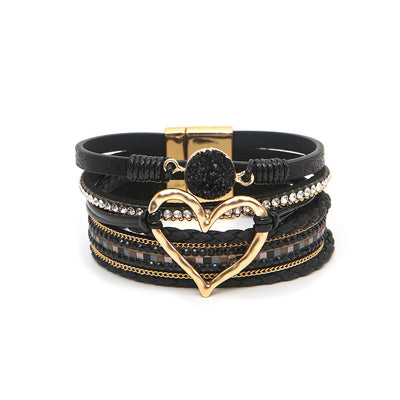 Multi-layer  Heart Leather Bracelet