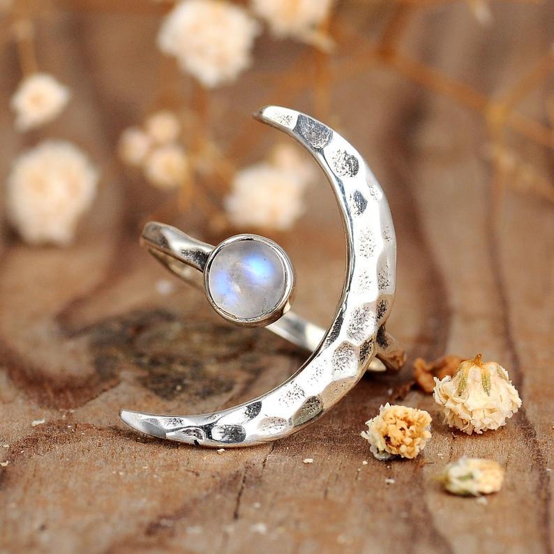 Vintage Sun Moon Open Ring