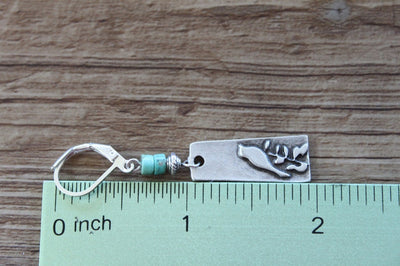 Vintage Turquoise Silver Boho Bird Earrings
