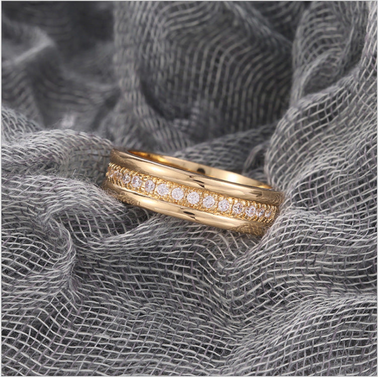 Simple Gold Single Row Diamond Studded Ring
