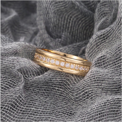Simple Gold Single Row Diamond Studded Ring