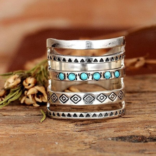 🔥Last Day 49% OFF🎁Bohemian Openwork Carved Turquoise Ring