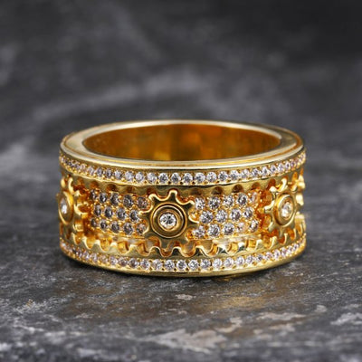 925 Sterling Silver Personalized Stress Reducing Rotatable Gear Ring