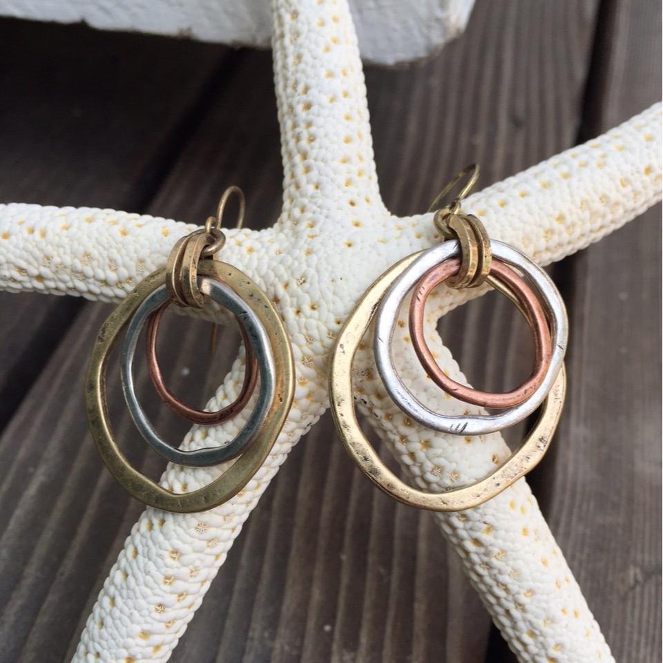 Vintage Gold & Silver Circles Earrings