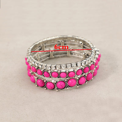 Retro  Inlaid Turquoise Rhinestone  Bracelet