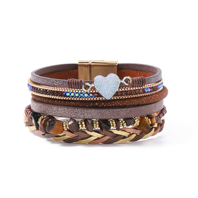 Natural Crushed Stone Leather Bracelet