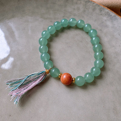 Wooden Bead Geometric Tassel  Bracelet