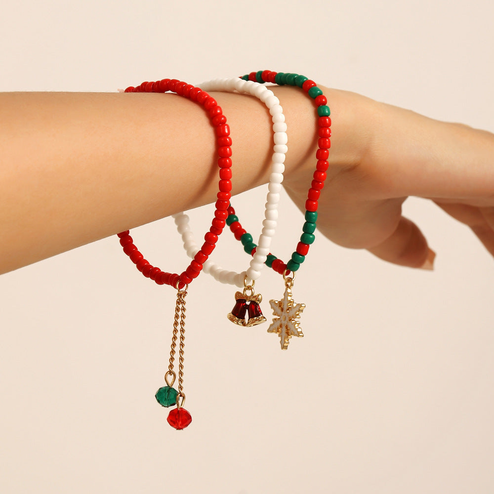 Christmas  Snowflake Bells Bracelets Set