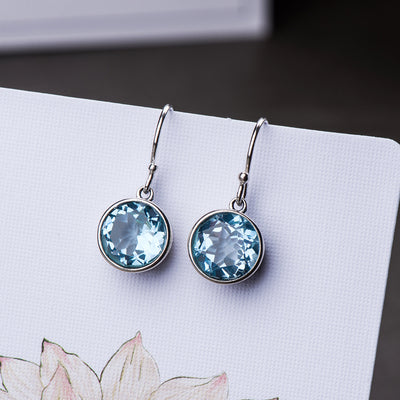 Sea Blue Crystal Square Earrings