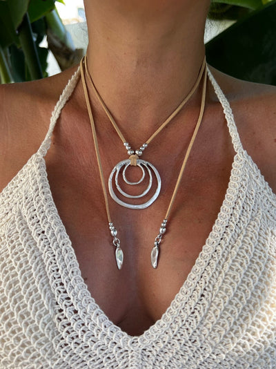 Vintage Multi-Ring Geometric Round Pendant