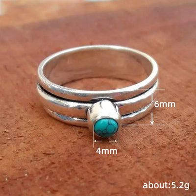 Retro Ethnic-Style Turquoise Ring
