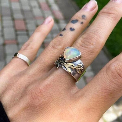 🔥Last Day 49% OFF🎁Leaf Geometric Opal Ring