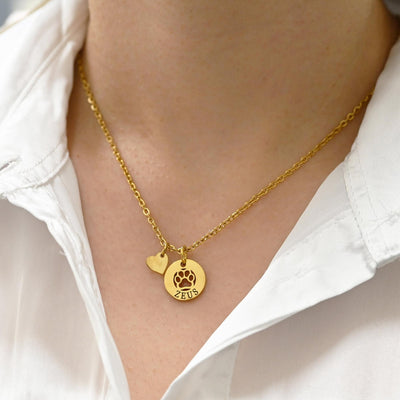 Personalized Rainbow Bridge Paw Necklace