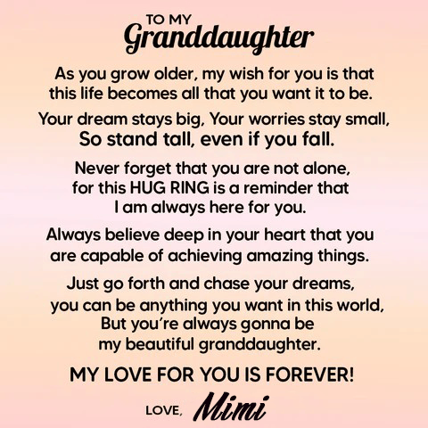 To Granddaughter -925 Sterling Silver Hug Ring (Adjustable - One Size Fits All)