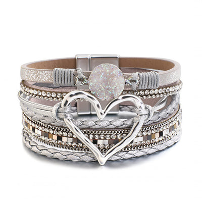 Multi-layer  Heart Leather Bracelet
