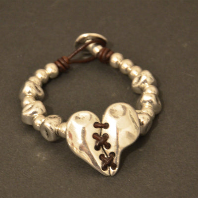 Irregular  Heart  Leather Bracelet