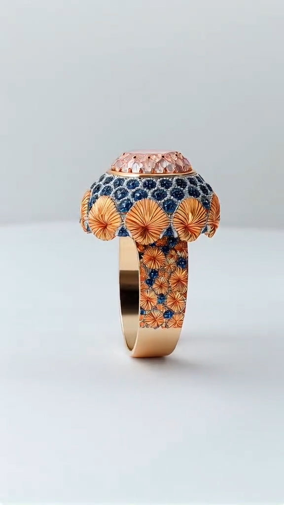 Exquisite Floral - Inspired Gold Ring with Gemstone Accents
