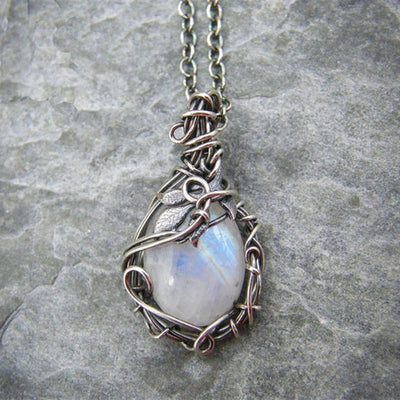 Retro Wrapped Moonstone Necklace