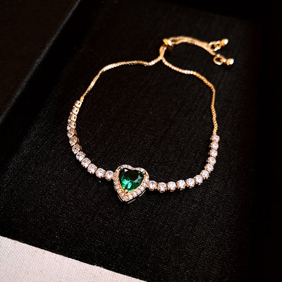 Three-dimensional Love Zircon Adjustable Bracelet