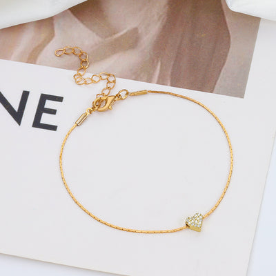 Silver Wire Chain Peach Heart Bracelet