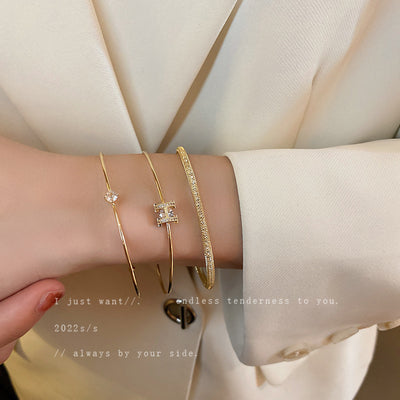 Gold  Zircon Open Bracelet