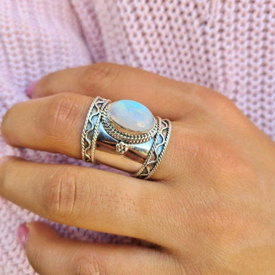 🔥Last Day 49% OFF🎁Bohemian Moonstone Wide Band Ring
