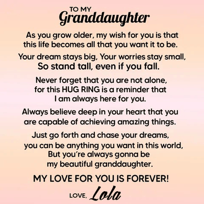 To Granddaughter -925 Sterling Silver Hug Ring (Adjustable - One Size Fits All)