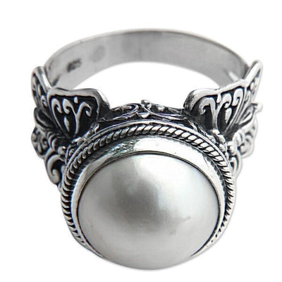🔥Last Day 49% OFF🎁Vintage Butterfly White Pearl Ring