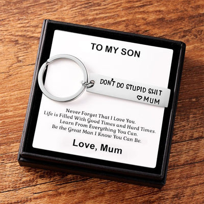 Don't Do Stupid Funny Keychain Gift Box Set for Son and Daughter
