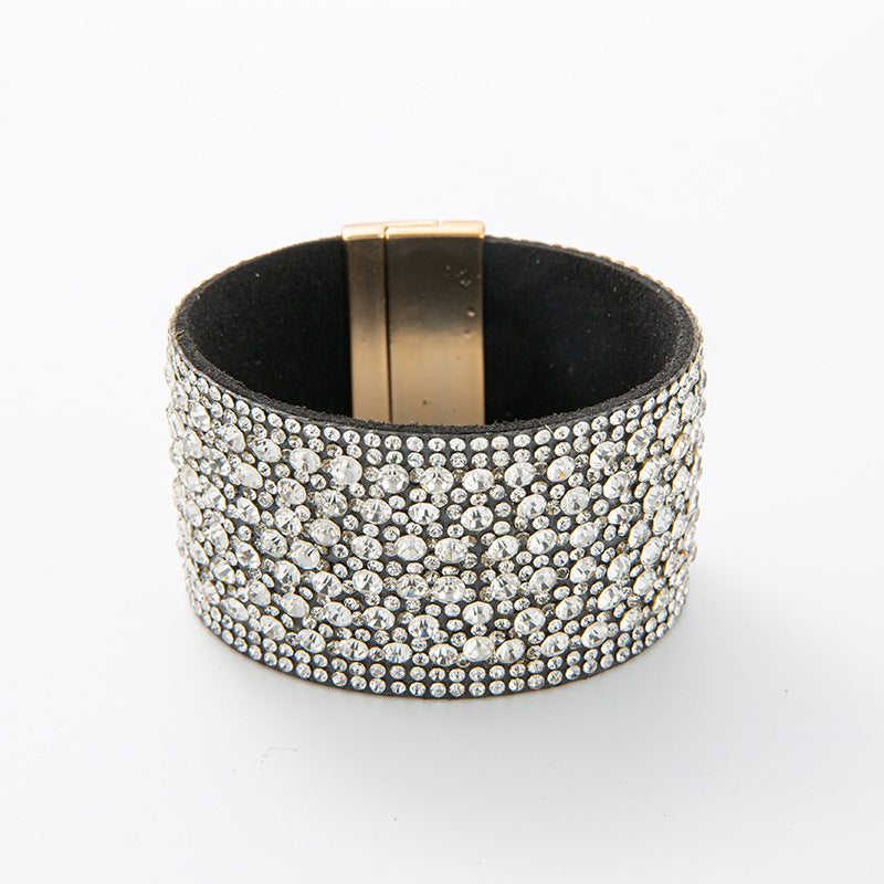 Crushed Stone Rice Bead Leather Bracelet