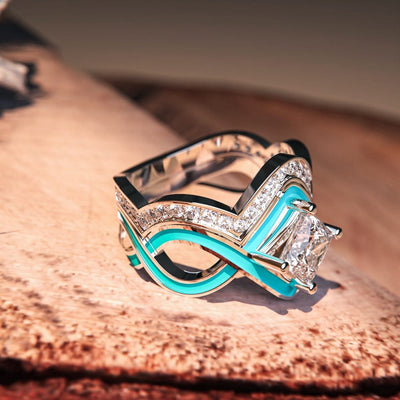 The Ocean Wave: 2-Piece Set Ring - S925 Sterling Silver